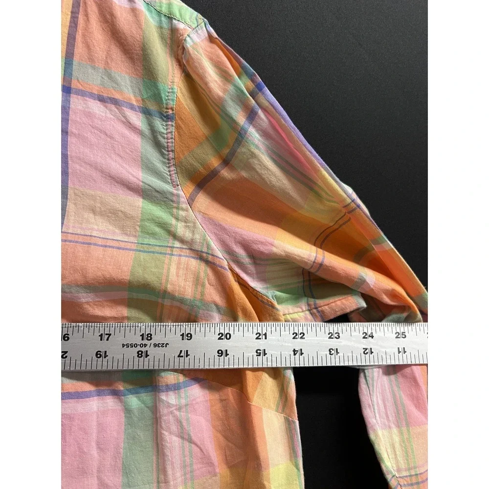 Talbots Womens Top 1XP Multicolor Plaid Long Sleeve Cotton Button Up NWOT